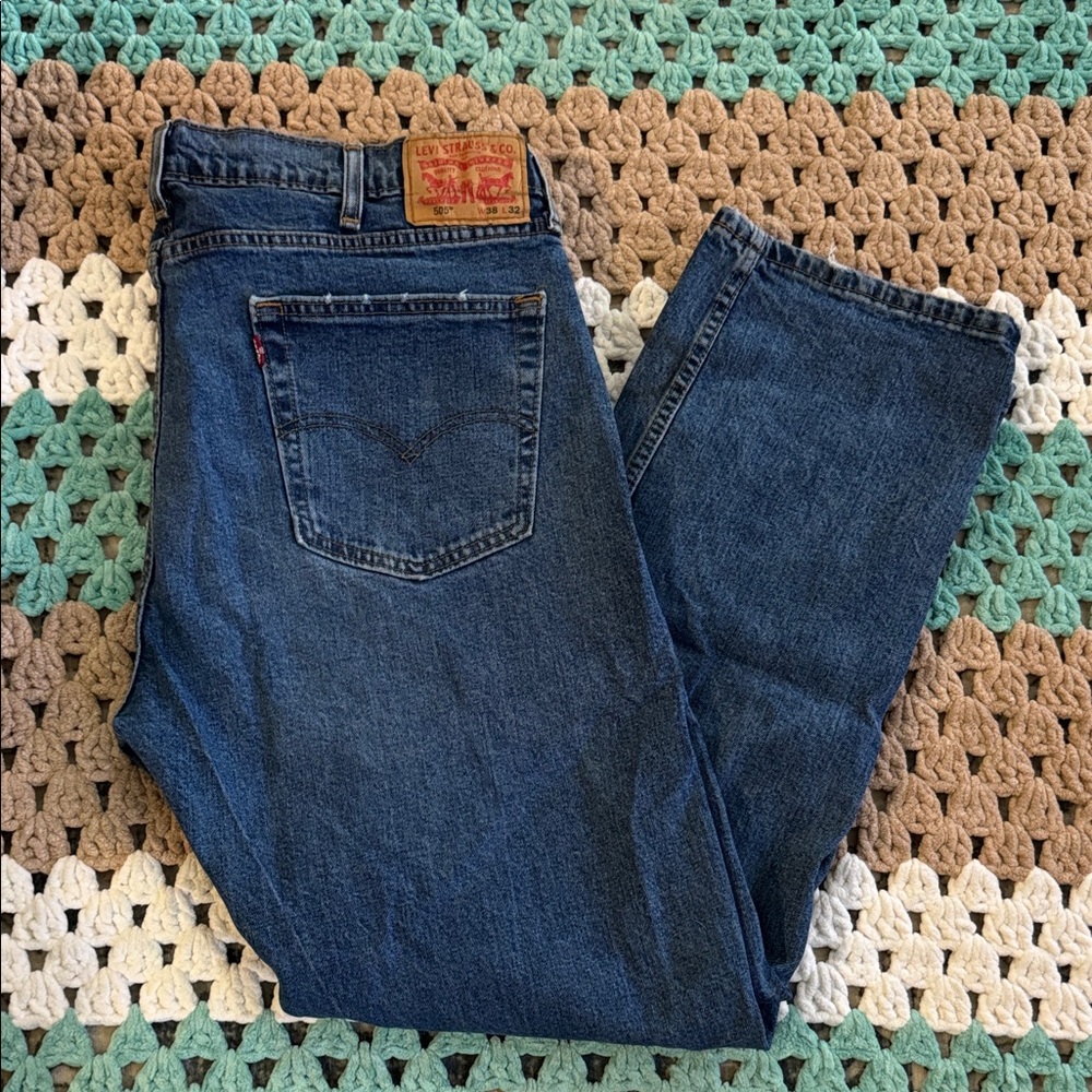 Levi's 505 Classic Indigo Blue Straight Jeans Mens sz 38 x 32